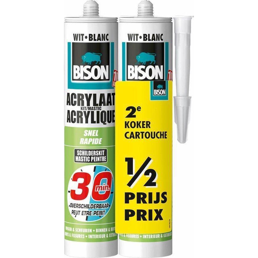 Bison acrylaatkit 30 min. 310 ml. wit (duopak) Bison acrylaatkit 30 min. 310 ml. wit (duopak)