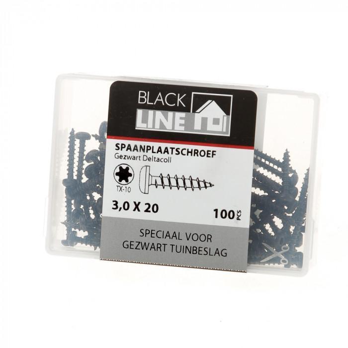 BlackLine spaanplaatschroef HCP zwart CK TX-10 3.0x20 (100)
