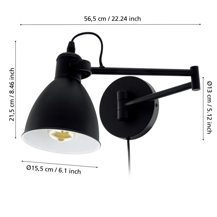 Eglo San Peri wandlamp zwart