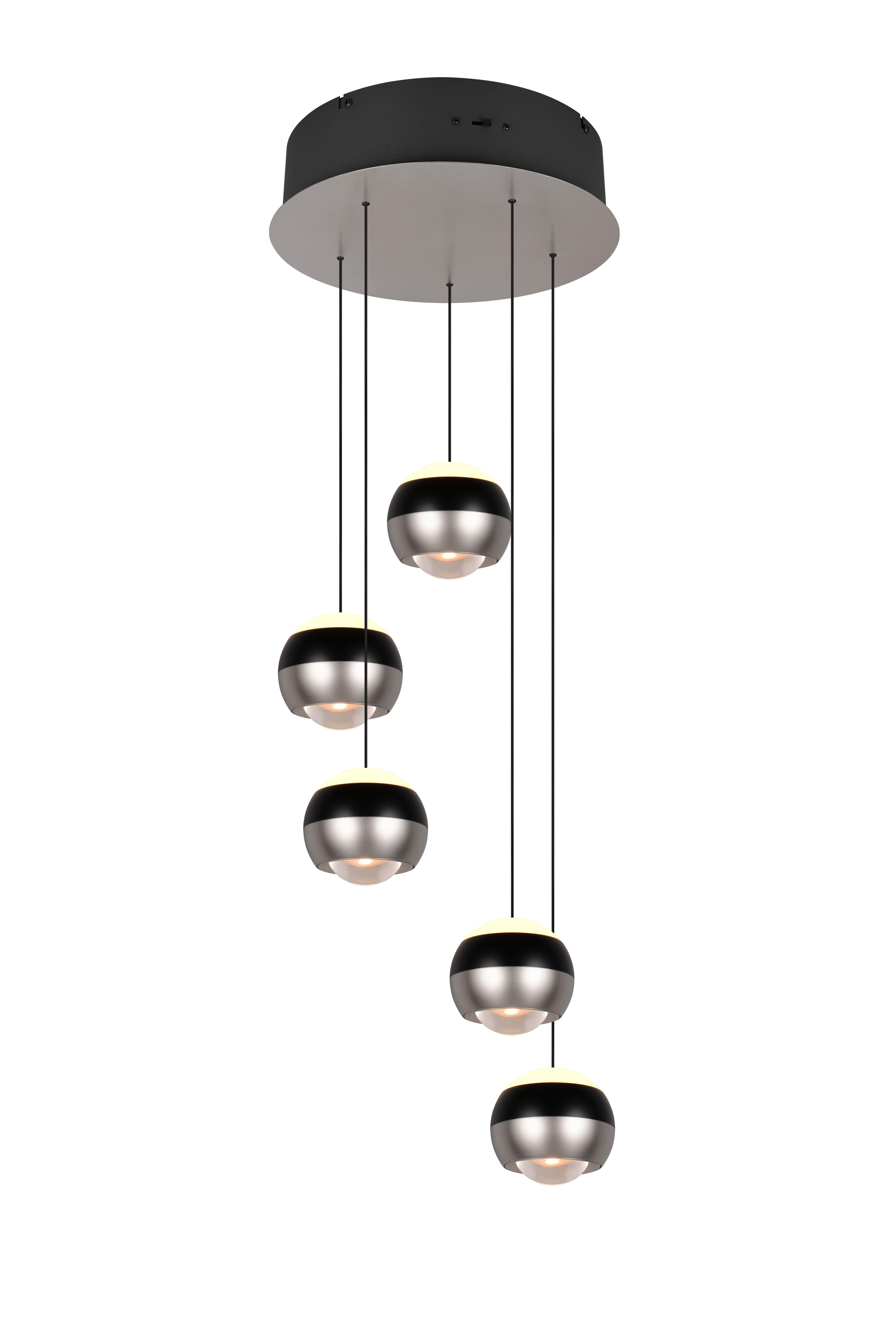 Trio Select hanglamp Orbit 5-lichts rond nikkel mat