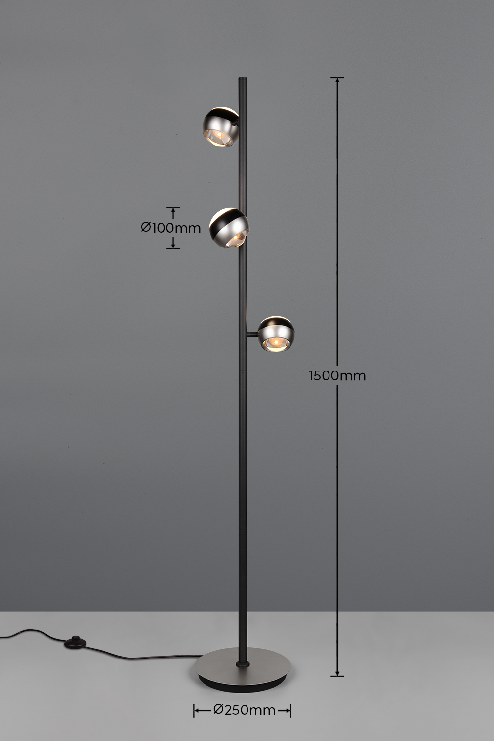 Trio Select vloerlamp Orbit nikkel mat