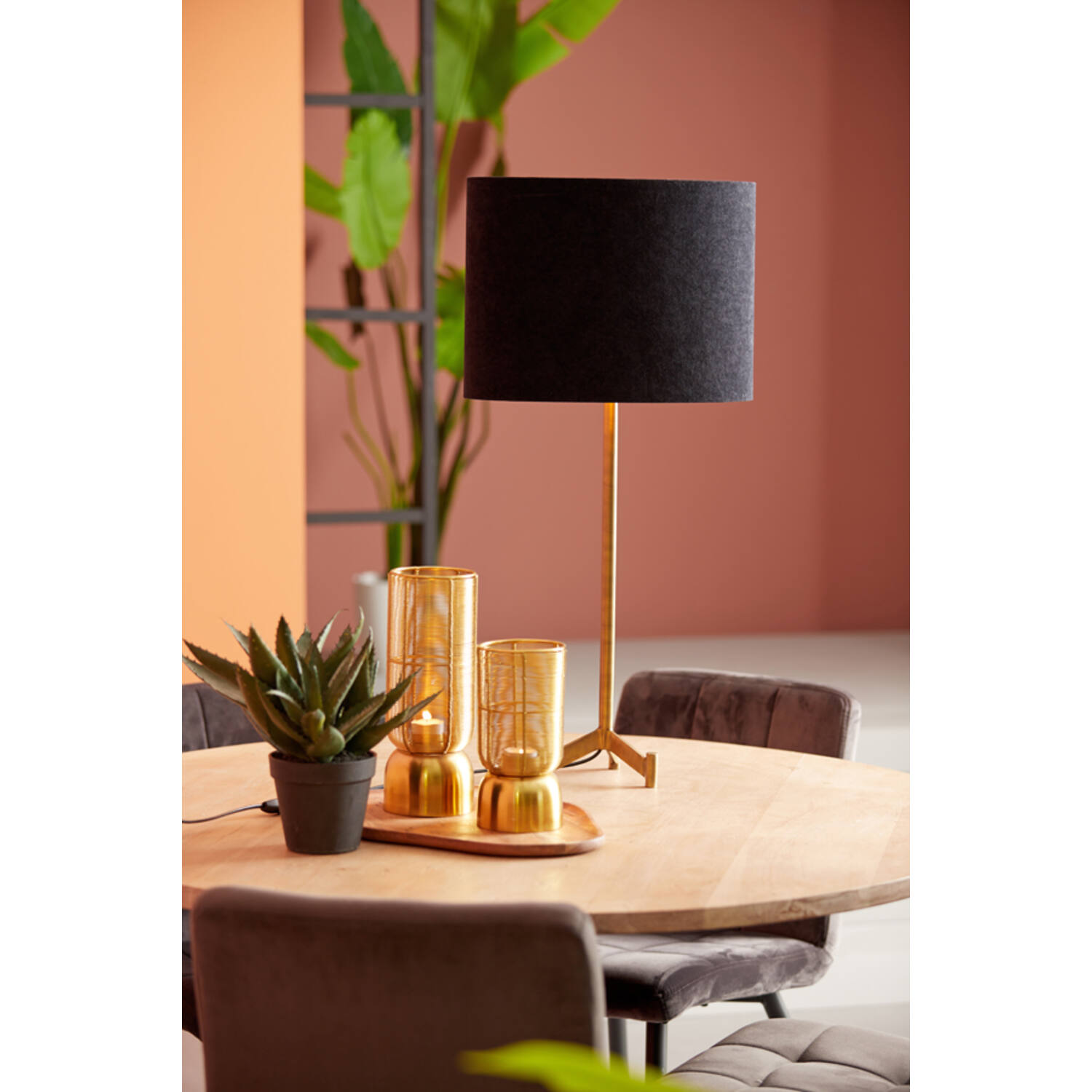 Shade oval straight slim 38-17,5-28 cm VELOURS black-taupe