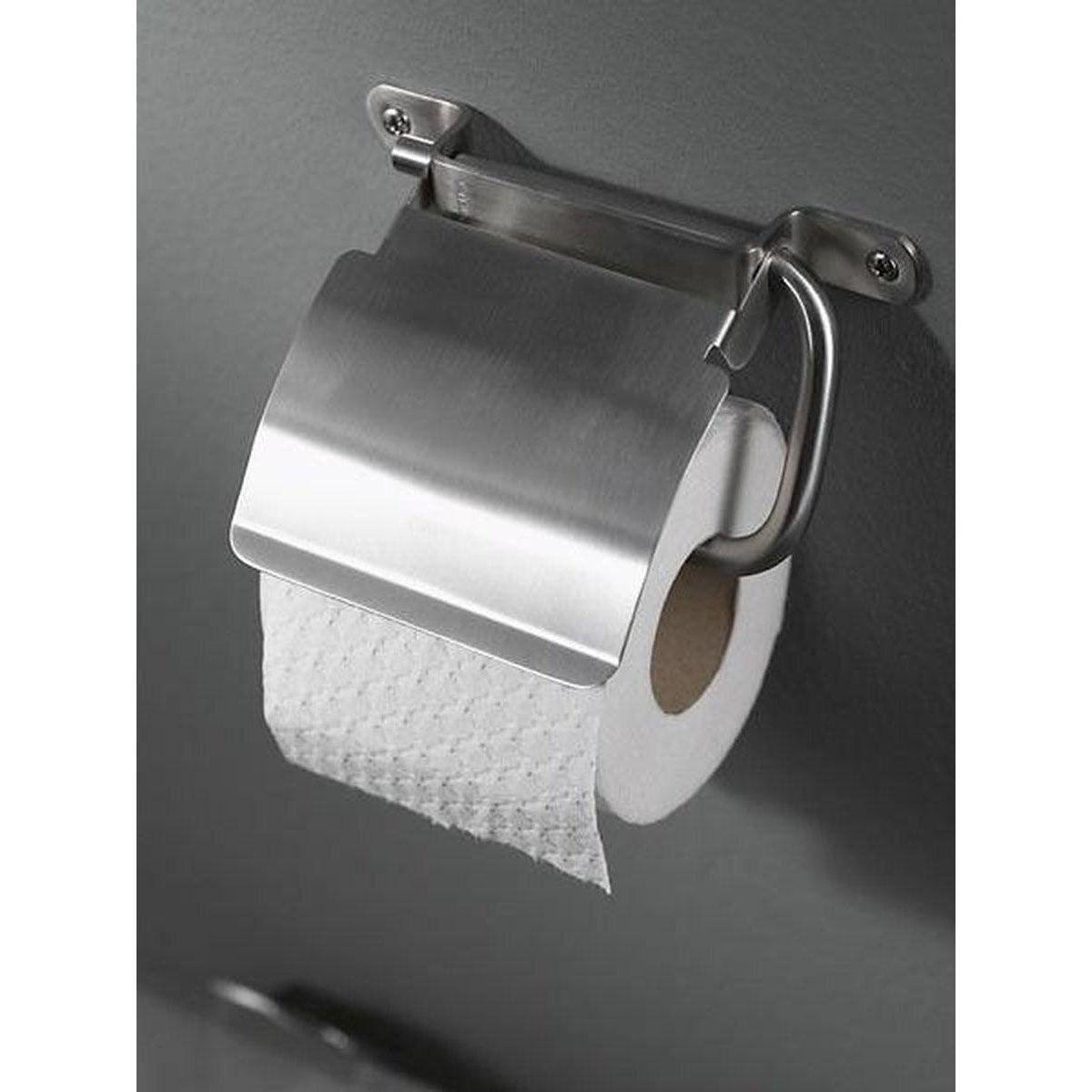 Haceka IXI toiletrolhouder met klep geborsteld RVS