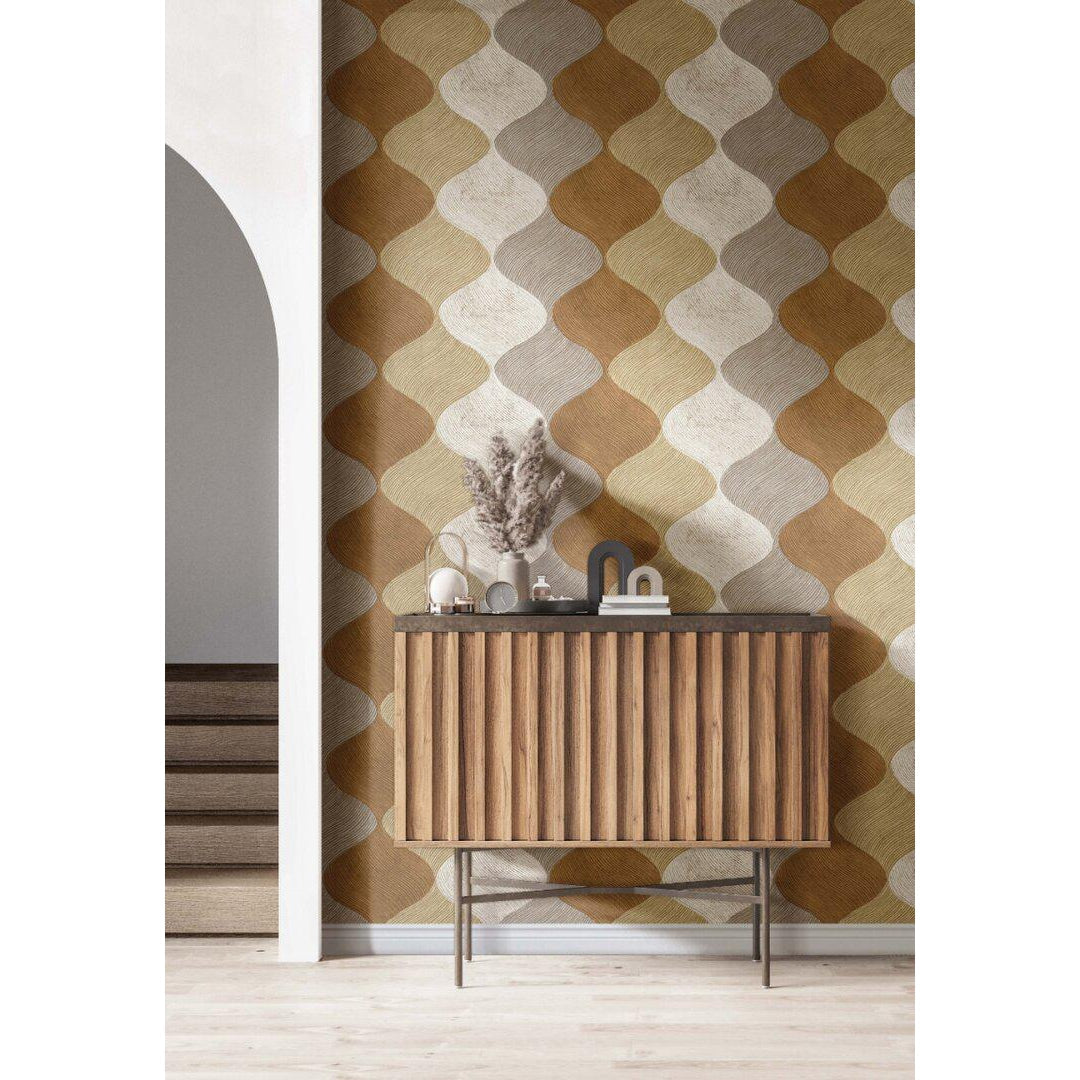 Noordwand Culto vliesbehang organische retro print grijs/beige