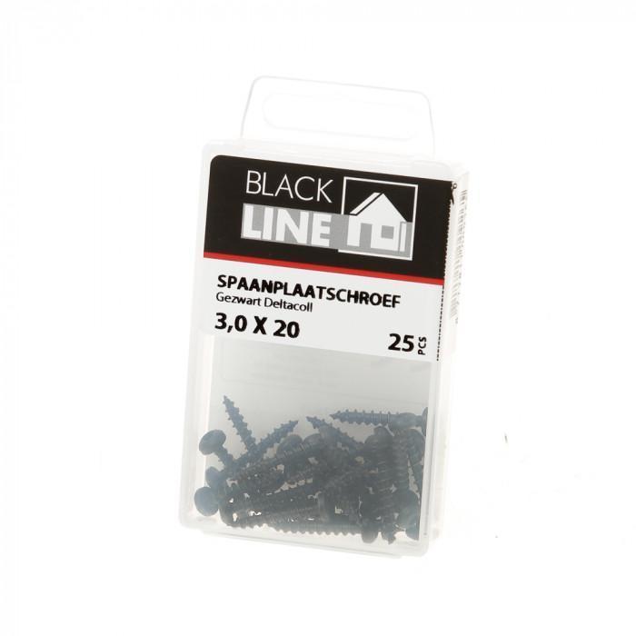 BlackLine spaanplaatschroef HCP zwart CK TX-10 3.0x20 (25)