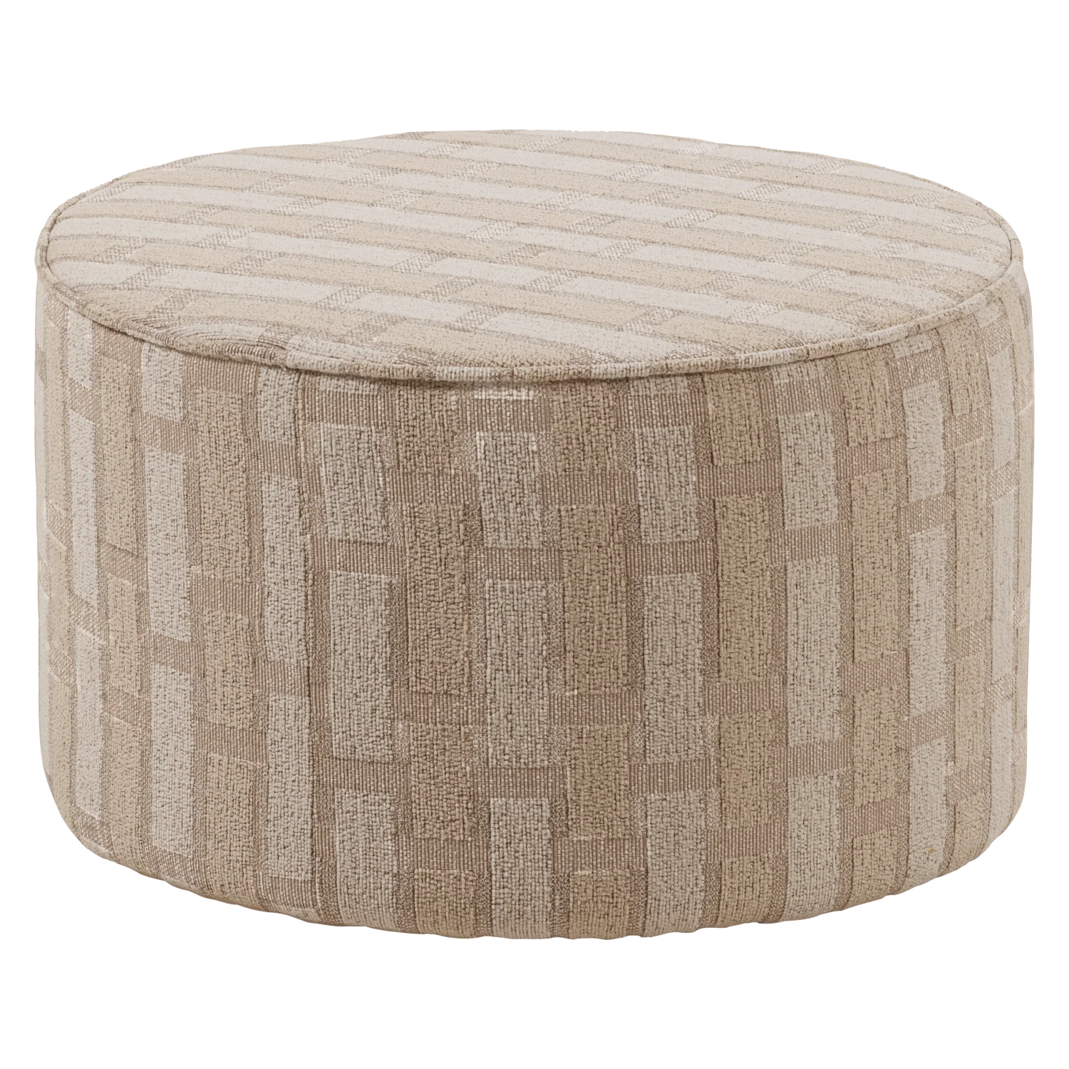 WOOOD Sarli Poef Laag Ruit Dessin Chenille Naturel/Beige